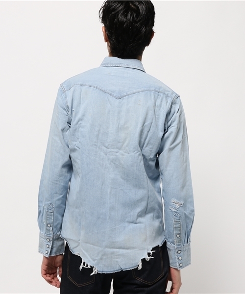 JACKROSE（ジャックローズ）の「WRANGLERクレイジーデニムWTシャツ（シャツ/ブラウス・メンズ・インディゴブルー/サックスブルー・L/M）」の4枚目の写真
