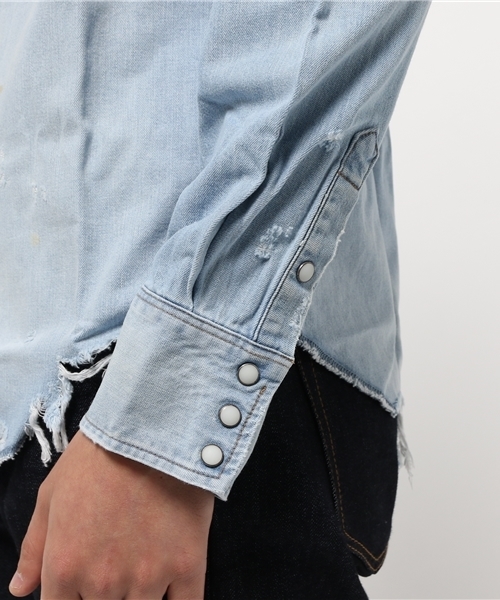 JACKROSE（ジャックローズ）の「WRANGLERクレイジーデニムWTシャツ（シャツ/ブラウス・メンズ・インディゴブルー/サックスブルー・L/M）」の6枚目の写真