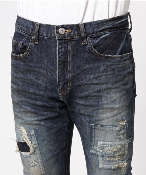 JACKROSE（ジャックローズ）の「ダメージパッチワークデニム（デニムパンツ・メンズ・インディゴブルー・M/L/S/XL）」の5枚目の写真