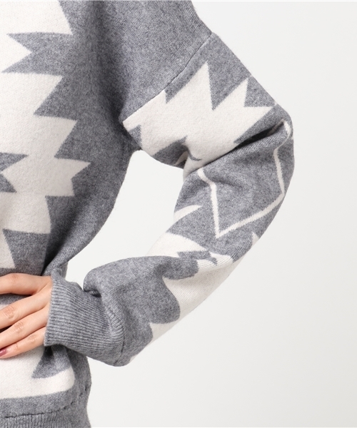 Denime（ドゥニーム）の「ネイティブ柄ジャガードニット（ニット/セーター・レディース・ベージュ/グレー・FREE）」の5枚目の写真