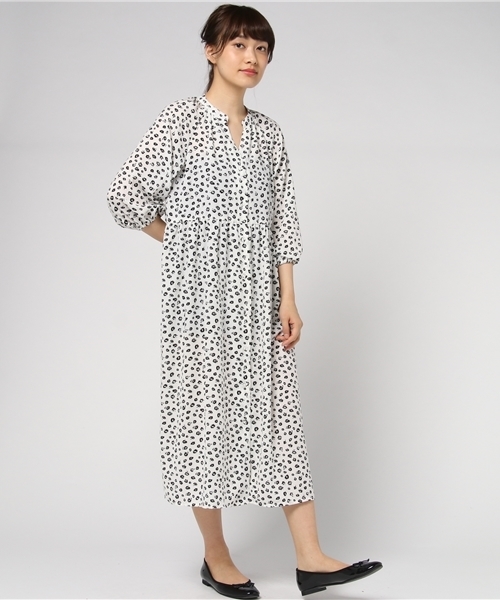 Green Parks グリーンパークス の フラワーpt前開きロングワンピース ワンピース Wear