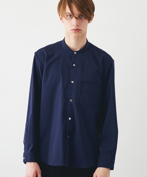 STUDIOUS（ステュディオス）の「リネコ2WAYバンドカラーシャツ（シャツ/ブラウス・メンズ・ネイビー/オレンジ・1/2）」の5枚目の写真