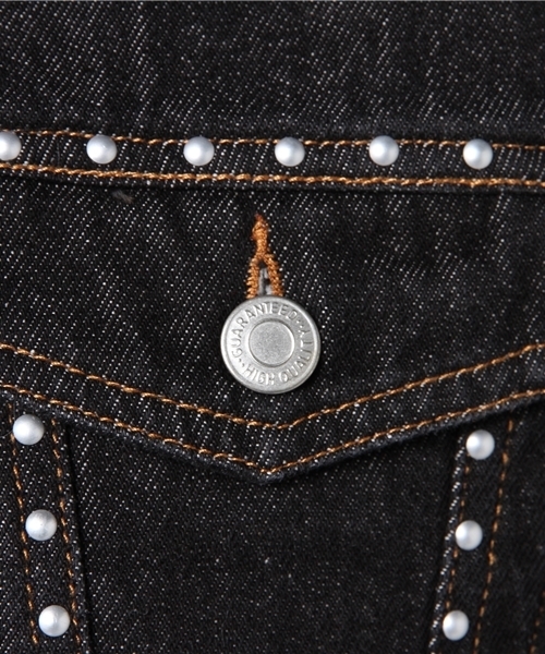 WEGO（ウィゴー）の「WEGO/スタッズ付きクロップドGジャン（デニムジャケット・レディース・ブラック/インディゴブルー・FREE）」の15枚目の写真