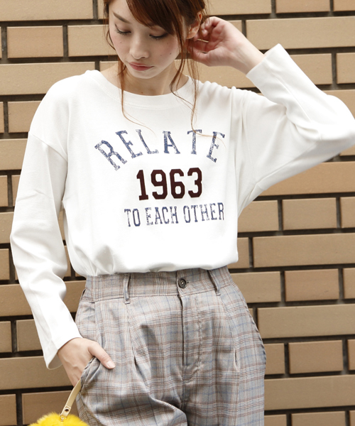 DOUBLE NAME（ダブルネーム）の「フライスロゴロンＴＥＥ（Tシャツ/カットソー・レディース・ブラック/オフホワイト/杢グレー・FREE）」の2枚目の写真