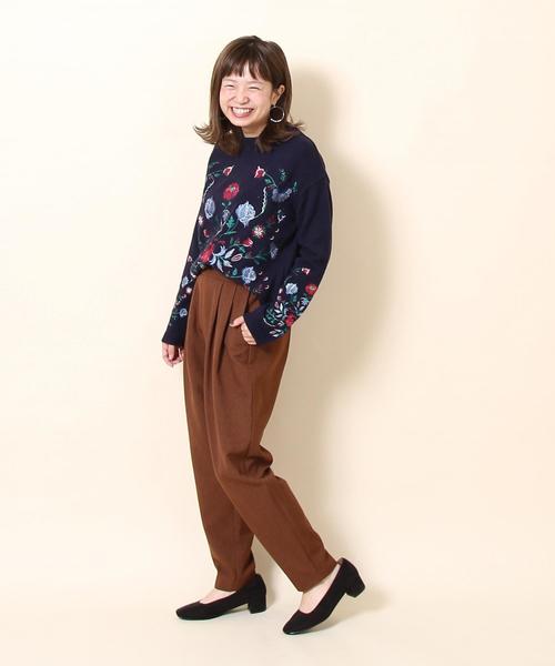 coen（コーエン）の「フラワー刺繍ニットプルオーバー（ニット/セーター・レディース・ベージュ/ネイビー・FREE）」の11枚目の写真