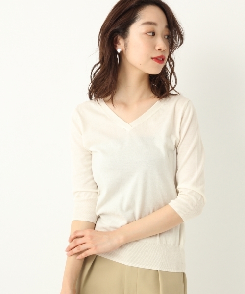 A part by（アパートバイ）の「洗える/16GシルクコンVPO8S 786254（ニット/セーター・レディース・ホワイト/ライトブルー/オレンジ/ブラック/ホワイト系その他・LARGE/MEDIUM）」の2枚目の写真