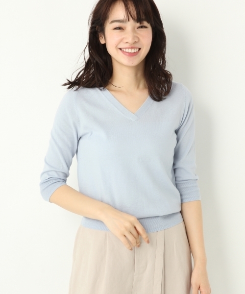 A part by（アパートバイ）の「洗える/16GシルクコンVPO8S 786254（ニット/セーター・レディース・ホワイト/ライトブルー/オレンジ/ブラック/ホワイト系その他・LARGE/MEDIUM）」の4枚目の写真