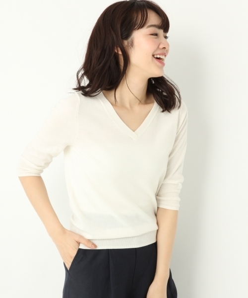 A part by（アパートバイ）の「洗える/16GシルクコンVPO8S 786254（ニット/セーター・レディース・ホワイト/ライトブルー/オレンジ/ブラック/ホワイト系その他・LARGE/MEDIUM）」の21枚目の写真