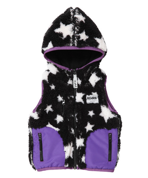 X-girl Stages(エックスガールステージス)の「FLUFFY VEST (4T~7T)(ベスト・キッズ・ブラック/ネイビー/マルチ・4T/5T/6T/7T)」の2枚目の写真
