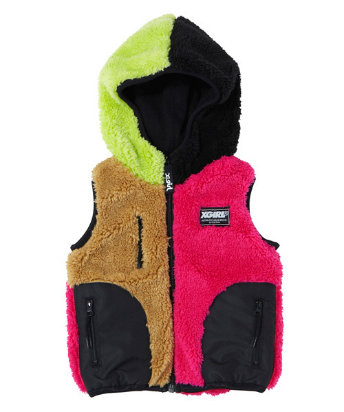 X-girl Stages(エックスガールステージス)の「FLUFFY VEST (4T~7T)(ベスト・キッズ・ブラック/ネイビー/マルチ・4T/5T/6T/7T)」の4枚目の写真