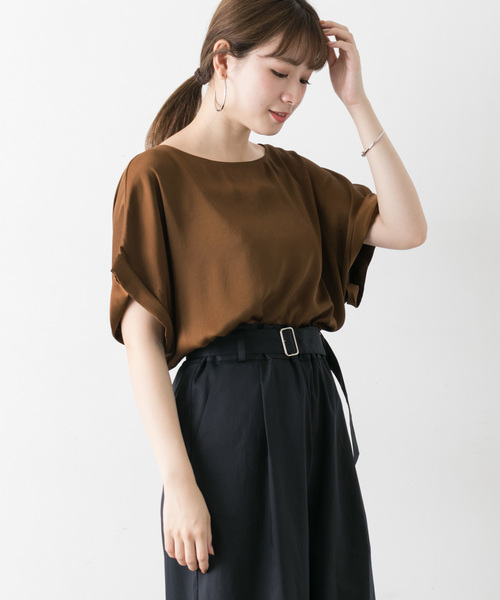 URBAN RESEARCH（アーバンリサーチ）の「ヴィンテージサテンTシャツブラウス（Tシャツ/カットソー・レディース・ブラウン/ホワイト系その他・FREE）」の18枚目の写真