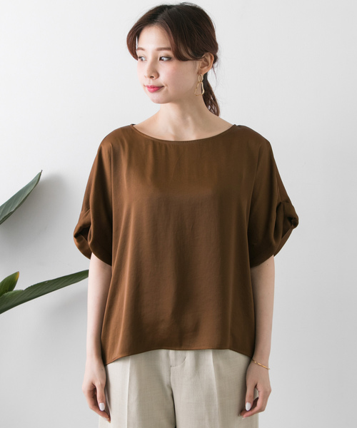 URBAN RESEARCH（アーバンリサーチ）の「ヴィンテージサテンTシャツブラウス（Tシャツ/カットソー・レディース・ブラウン/ホワイト系その他・FREE）」の5枚目の写真