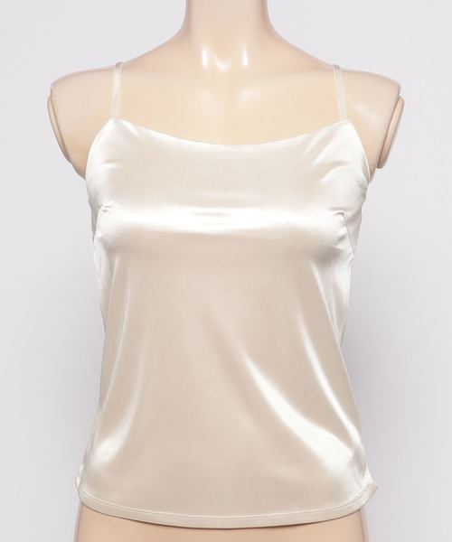 ROYAL PARTY（ロイヤルパーティー）の「サテン前２重キャミソール（キャミソール・レディース・ベージュ/ブラック・FREE）」の2枚目の写真