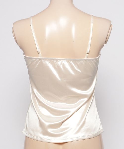 ROYAL PARTY（ロイヤルパーティー）の「サテン前２重キャミソール（キャミソール・レディース・ベージュ/ブラック・FREE）」の4枚目の写真