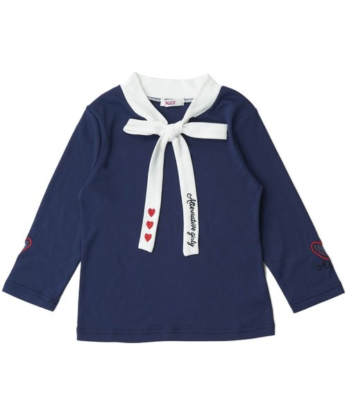algy(アルジー)の「ボータイT 7分袖(Tシャツ/カットソー・キッズ・ネイビー/ピンク/オフホワイト・SMALL/MEDIUM/XX-SMALL/X-SMALL)」の3枚目の写真