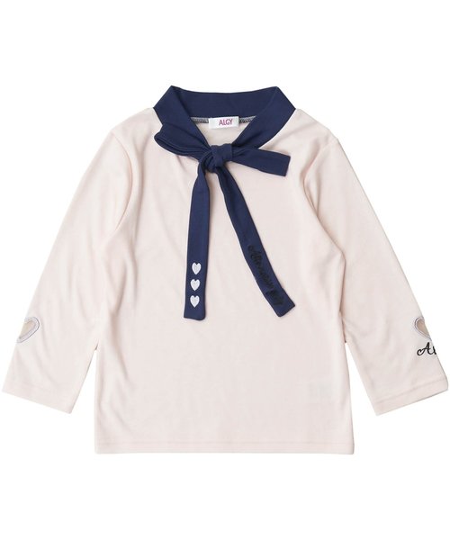 algy(アルジー)の「ボータイT 7分袖(Tシャツ/カットソー・キッズ・ネイビー/ピンク/オフホワイト・SMALL/MEDIUM/XX-SMALL/X-SMALL)」の1枚目の写真