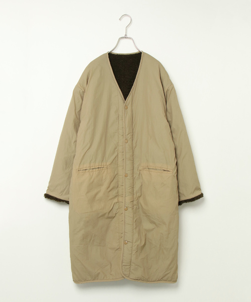 VENCEEXCHANGE（ヴァンスエクスチェンジ）の「ボアリバーシブルコート（ノーカラージャケット・レディース・オフホワイト/オリーブ・MEDIUM/LARGE）」の14枚目の写真
