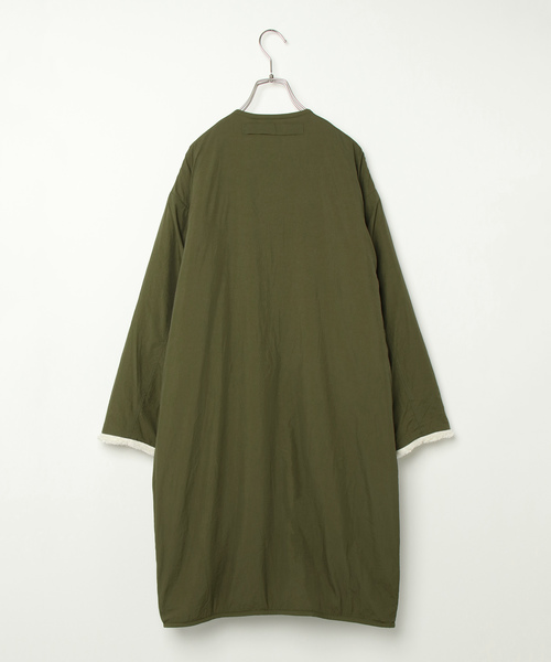 VENCEEXCHANGE（ヴァンスエクスチェンジ）の「ボアリバーシブルコート（ノーカラージャケット・レディース・オフホワイト/オリーブ・MEDIUM/LARGE）」の13枚目の写真