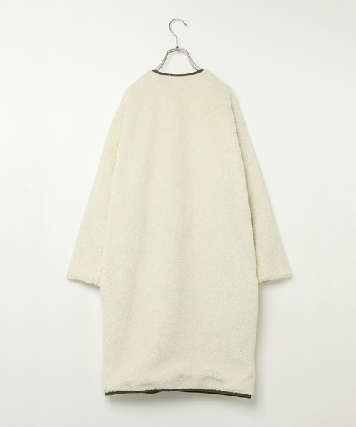 VENCEEXCHANGE（ヴァンスエクスチェンジ）の「ボアリバーシブルコート（ノーカラージャケット・レディース・オフホワイト/オリーブ・MEDIUM/LARGE）」の11枚目の写真