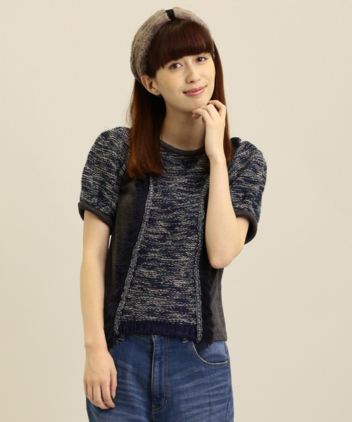 Another Edition（アナザーエディション）の「AE[A]KNIT×CUT DOCKING PO（ニット/セーター・レディース・オフホワイト/ダークグレー/ネイビー・フリー）」の2枚目の写真