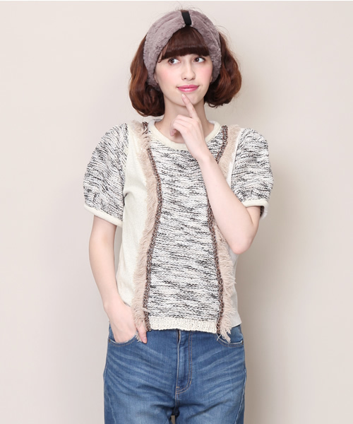 Another Edition（アナザーエディション）の「AE[A]KNIT×CUT DOCKING PO（ニット/セーター・レディース・オフホワイト/ダークグレー/ネイビー・フリー）」の4枚目の写真