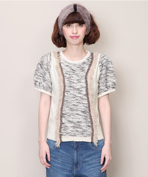 Another Edition（アナザーエディション）の「AE[A]KNIT×CUT DOCKING PO（ニット/セーター・レディース・オフホワイト/ダークグレー/ネイビー・フリー）」の7枚目の写真