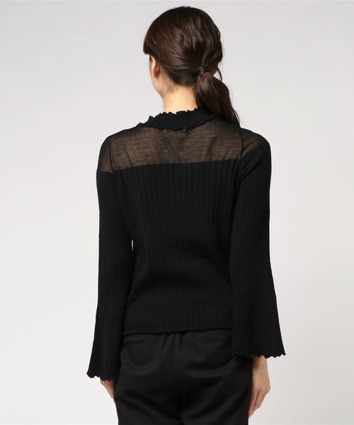 earth music&ecology（アースミュージックアンドエコロジー）の「・シアーパネルニットプルオーバー　＊（ニット/セーター・レディース・ライトグレー/ブラック/アイボリー/マスタード/ブルーグリーン/ピンク系その他2・S/M）」の7枚目の写真