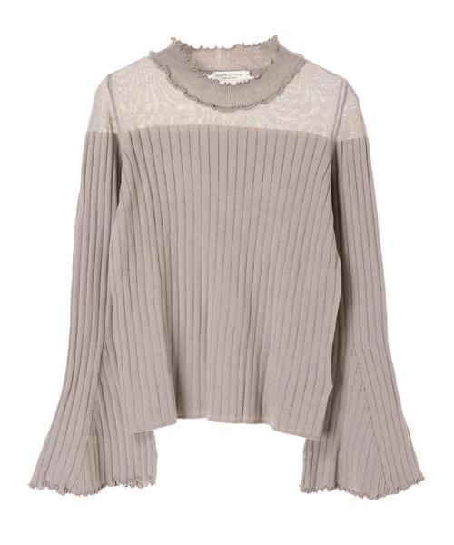 earth music&ecology（アースミュージックアンドエコロジー）の「・シアーパネルニットプルオーバー　＊（ニット/セーター・レディース・ライトグレー/ブラック/アイボリー/マスタード/ブルーグリーン/ピンク系その他2・S/M）」の19枚目の写真