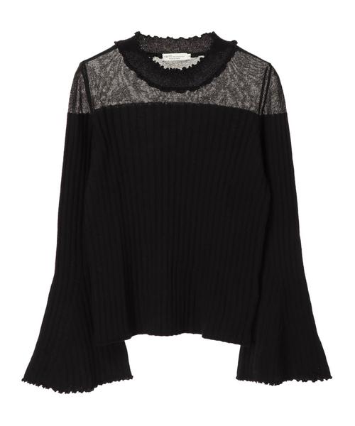 earth music&ecology（アースミュージックアンドエコロジー）の「・シアーパネルニットプルオーバー　＊（ニット/セーター・レディース・ライトグレー/ブラック/アイボリー/マスタード/ブルーグリーン/ピンク系その他2・S/M）」の18枚目の写真