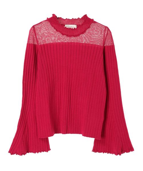 earth music&ecology（アースミュージックアンドエコロジー）の「・シアーパネルニットプルオーバー　＊（ニット/セーター・レディース・ライトグレー/ブラック/アイボリー/マスタード/ブルーグリーン/ピンク系その他2・S/M）」の17枚目の写真