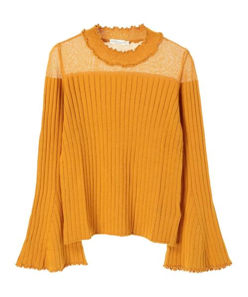 earth music&ecology（アースミュージックアンドエコロジー）の「・シアーパネルニットプルオーバー　＊（ニット/セーター・レディース・ライトグレー/ブラック/アイボリー/マスタード/ブルーグリーン/ピンク系その他2・S/M）」の16枚目の写真