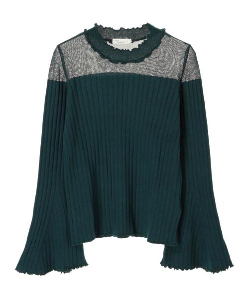 earth music&ecology（アースミュージックアンドエコロジー）の「・シアーパネルニットプルオーバー　＊（ニット/セーター・レディース・ライトグレー/ブラック/アイボリー/マスタード/ブルーグリーン/ピンク系その他2・S/M）」の15枚目の写真