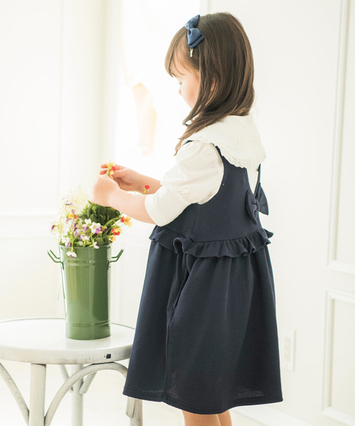 Catherine Cottage(キャサリンコテージ)の「ワッフルジャンパースカート(ジャンパースカート・キッズ・ブラック/ベージュ/ネイビー/レッド/スモークピンク・110/120/130/140)」の5枚目の写真