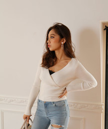 LIPSERVICE | カシュクールリブニットトップス(ニット/セーター)