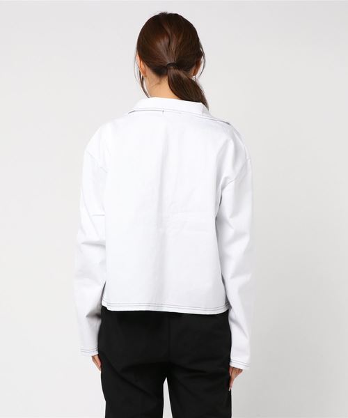 DING（ディング）の「DING/ステッチジャケット（カバーオール・レディース・ホワイト/ブラック/ピンク・FREE）」の5枚目の写真