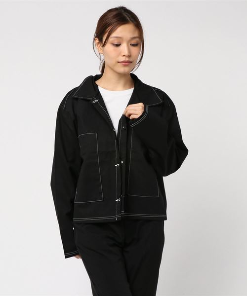 DING（ディング）の「DING/ステッチジャケット（カバーオール・レディース・ホワイト/ブラック/ピンク・FREE）」の14枚目の写真