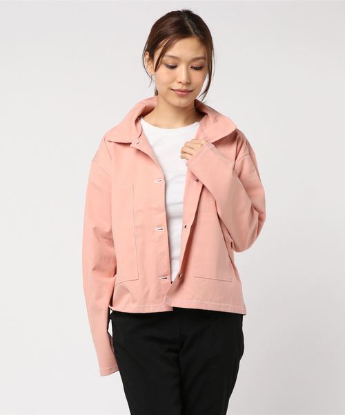 DING（ディング）の「DING/ステッチジャケット（カバーオール・レディース・ホワイト/ブラック/ピンク・FREE）」の13枚目の写真