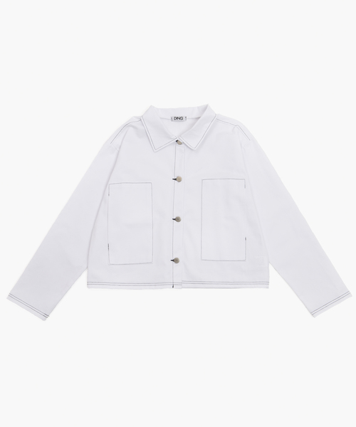 DING（ディング）の「DING/ステッチジャケット（カバーオール・レディース・ホワイト/ブラック/ピンク・FREE）」の12枚目の写真