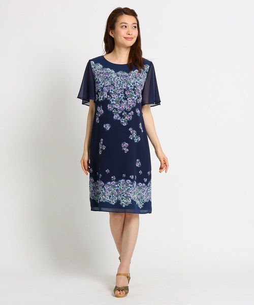 洗える ワンピース ドレス 小花柄パネルプリントワンピース ワンピース Sunauna スーナウーナ のファッション セール 上品特価
