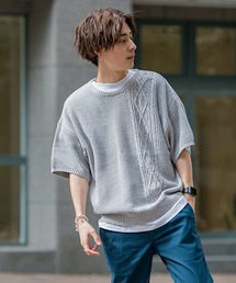 『CavariA/キャバリア』ビッグシルエットケーブル切替ニットソー