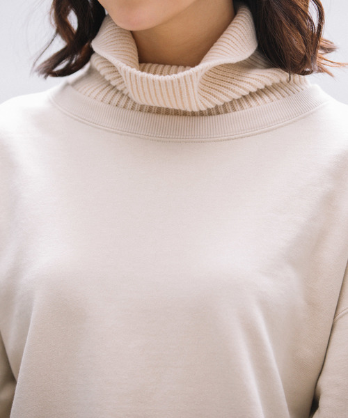 Munich（ミューニック）の「裏毛×ニットリブ　タートルネックスウェットプルオーバー（スウェット・レディース・ブラック/キャメル/ライトベージュ・FREE）」の18枚目の写真