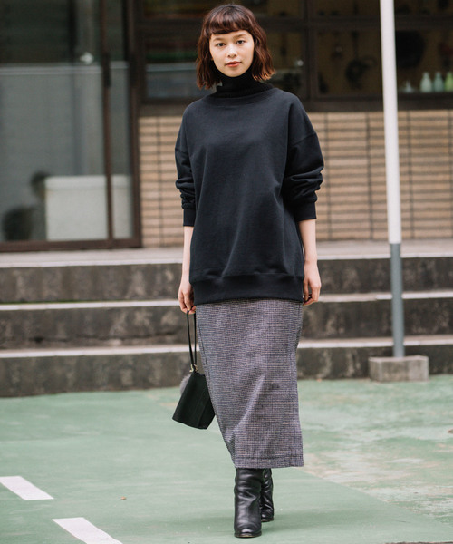 Munich（ミューニック）の「裏毛×ニットリブ　タートルネックスウェットプルオーバー（スウェット・レディース・ブラック/キャメル/ライトベージュ・FREE）」の10枚目の写真