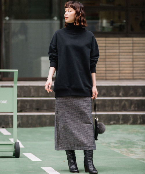 Munich（ミューニック）の「裏毛×ニットリブ　タートルネックスウェットプルオーバー（スウェット・レディース・ブラック/キャメル/ライトベージュ・FREE）」の12枚目の写真