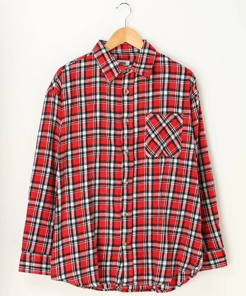 BENDER TOKYO(ベンダートウキョウ)の「【BENDER TOKYO】ビッグシルエット ビエラチェックシャツ/ネルシャツ(シャツ/ブラウス)」|レッド