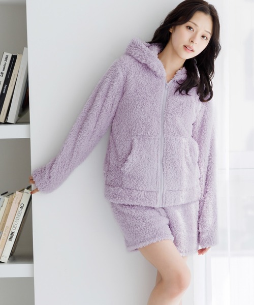 Dita(ディータ)の「ふわふわマシュマロシャギールームウェア(パーカー&ショートパンツset)(ルームウェア/パジャマ・レディース・アイボリー/アッシュグレー/ピンクベージュ/ブルー系その他/ブラウン系その他/ピンク系その他/レッド/ネイビー/アクア/ライトベージュ/モカ/アッシュブラウン/ピンク系/グレイッシュブルー/スモークピンク/ブラック/オートミール/ミント/ラベンダー/ピンク/ブルー系その他2/チャコールグレー/ダークグレー/ワイン/ライラック・FREE)」の18枚目の写真