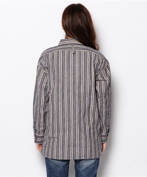 BEAMS BOY（ビームスボーイ）の「BEAMS BOY / ネル ストライプ ロングテール シャツ（シャツ/ブラウス・レディース・ブルー/ネイビー・ONE SIZE）」の5枚目の写真