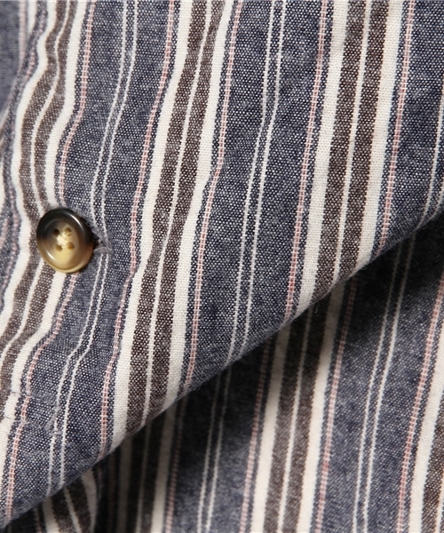 BEAMS BOY（ビームスボーイ）の「BEAMS BOY / ネル ストライプ ロングテール シャツ（シャツ/ブラウス・レディース・ブルー/ネイビー・ONE SIZE）」の10枚目の写真
