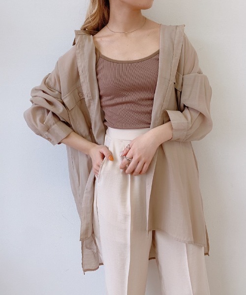 VANNIE U（ヴァニーユー）の「シアーオーバーシャツ（シャツ/ブラウス・レディース・アイボリー/ベージュ/ブルー/ピンク/ブラウン・FREE）」の3枚目の写真