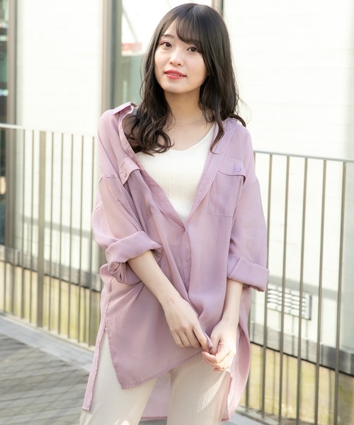 VANNIE U（ヴァニーユー）の「シアーオーバーシャツ（シャツ/ブラウス・レディース・アイボリー/ベージュ/ブルー/ピンク/ブラウン・FREE）」の5枚目の写真