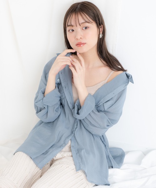 VANNIE U（ヴァニーユー）の「シアーオーバーシャツ（シャツ/ブラウス・レディース・アイボリー/ベージュ/ブルー/ピンク/ブラウン・FREE）」の4枚目の写真